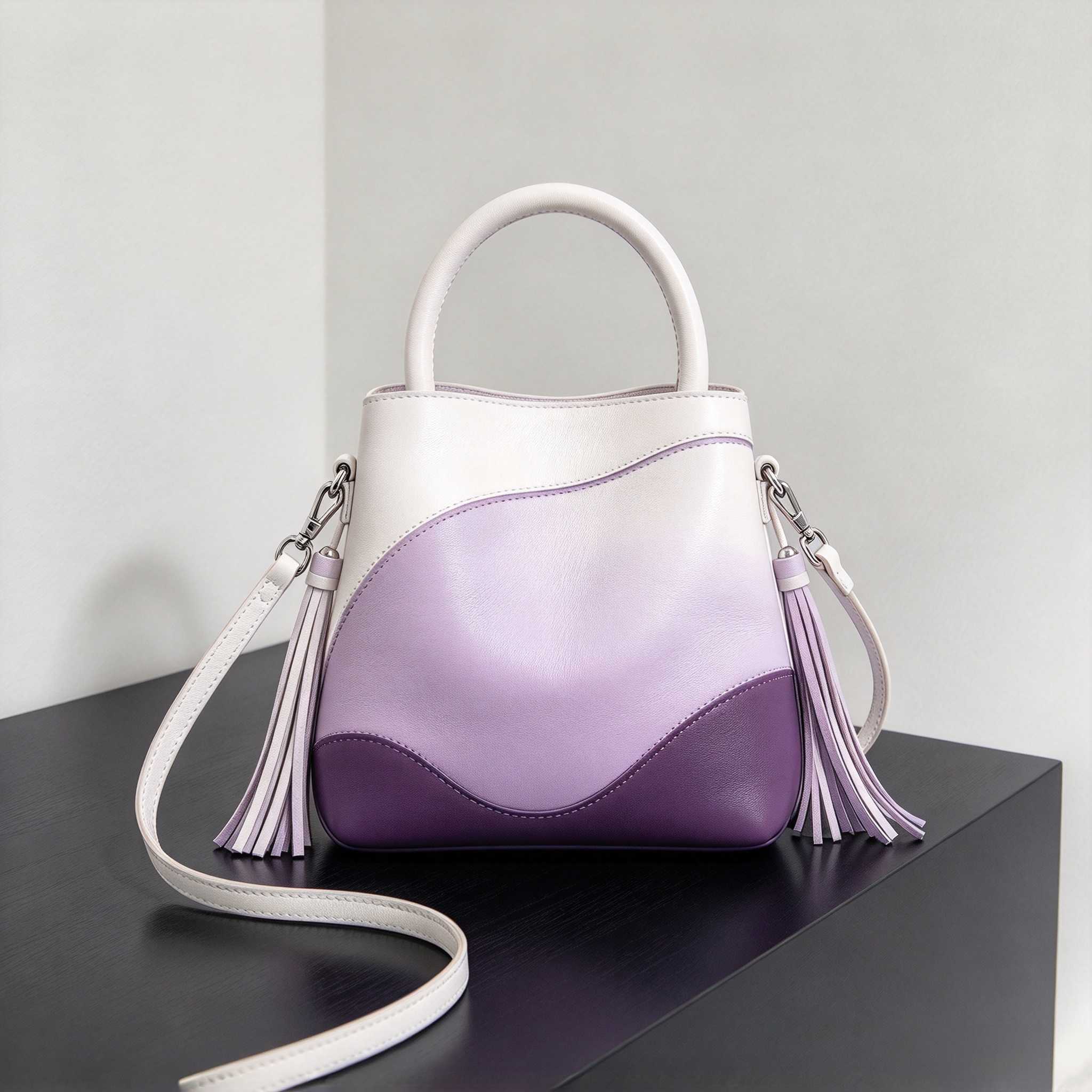 Leatherwork Designs - Luxury Designer Women's Purple Gradient Shoulder